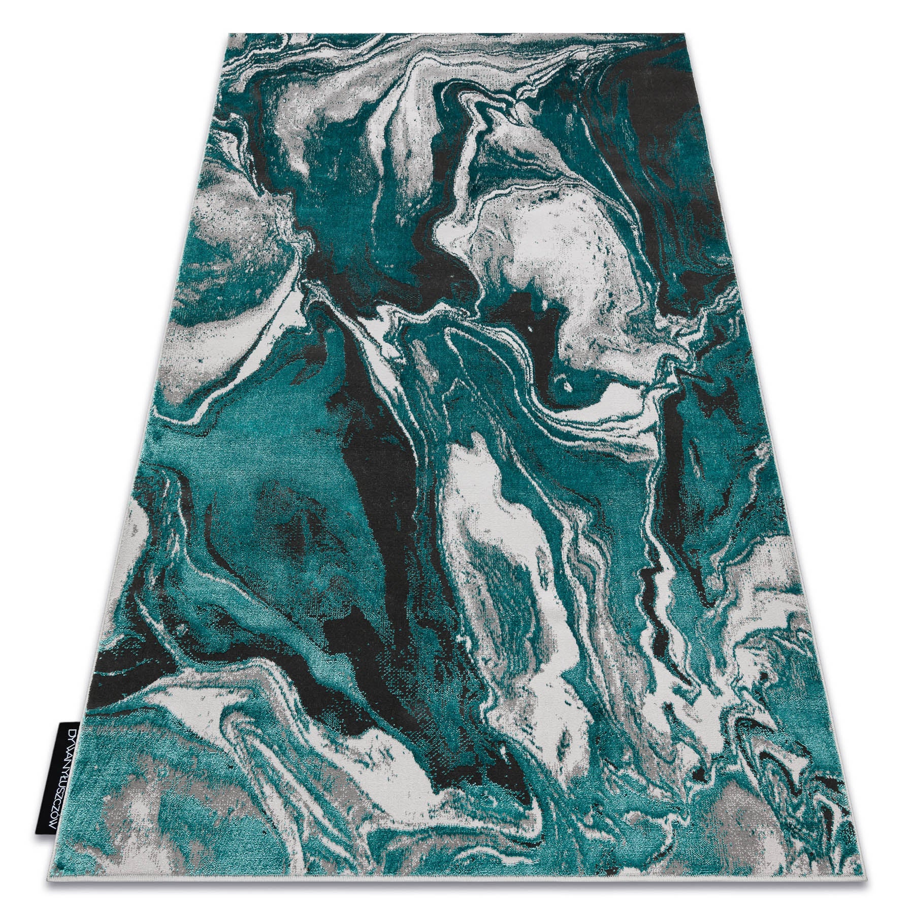 Dywan DE LUXE nowoczesny 622 Abstrakcja - Strukturalny zielony / antracyt 140x190 cm