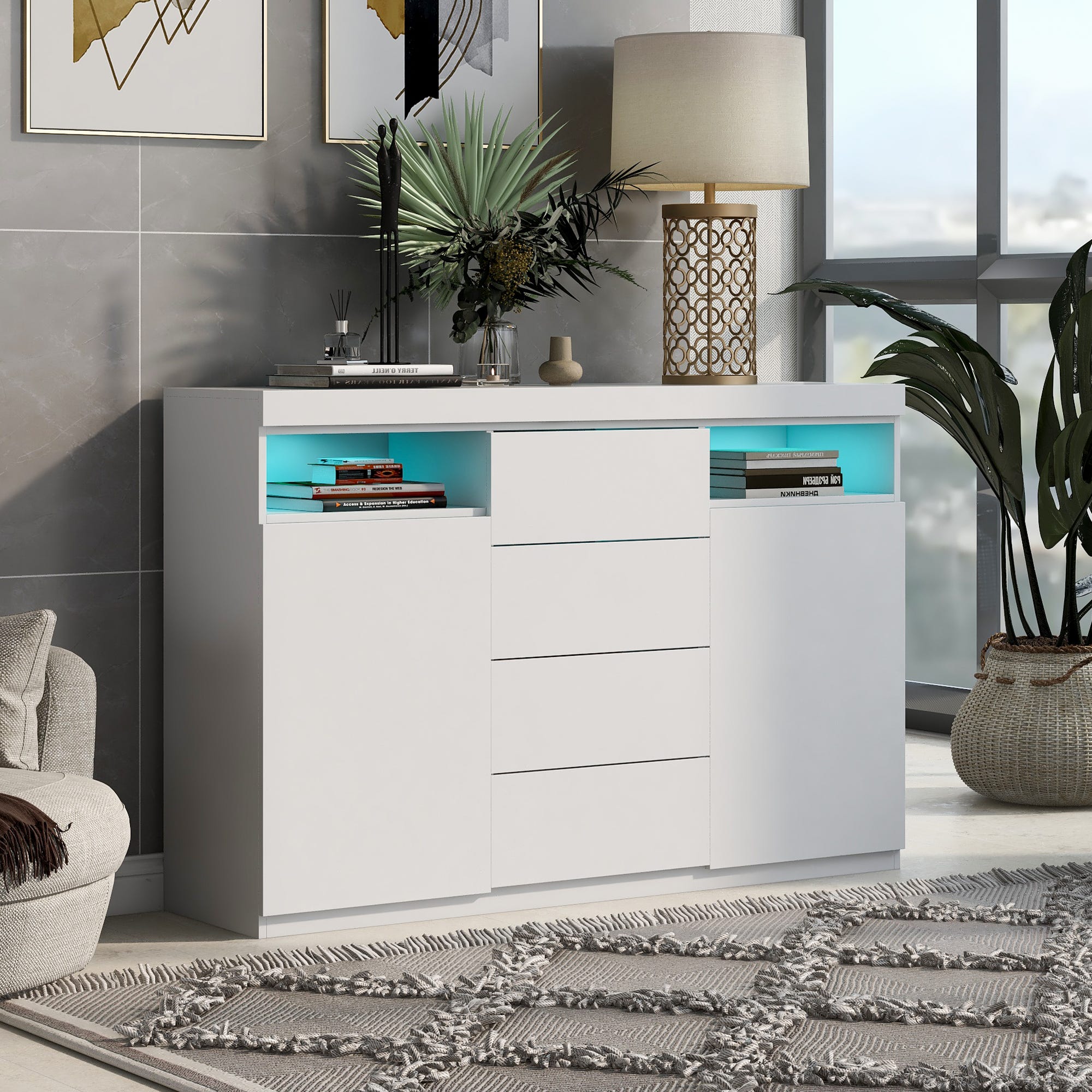 Commode LED Moderne Buffet armoire De Rangement Avec Beaucoup D espace Commode LED Moderne Buffet armoire De Rangement Avec Beaucoup D espace