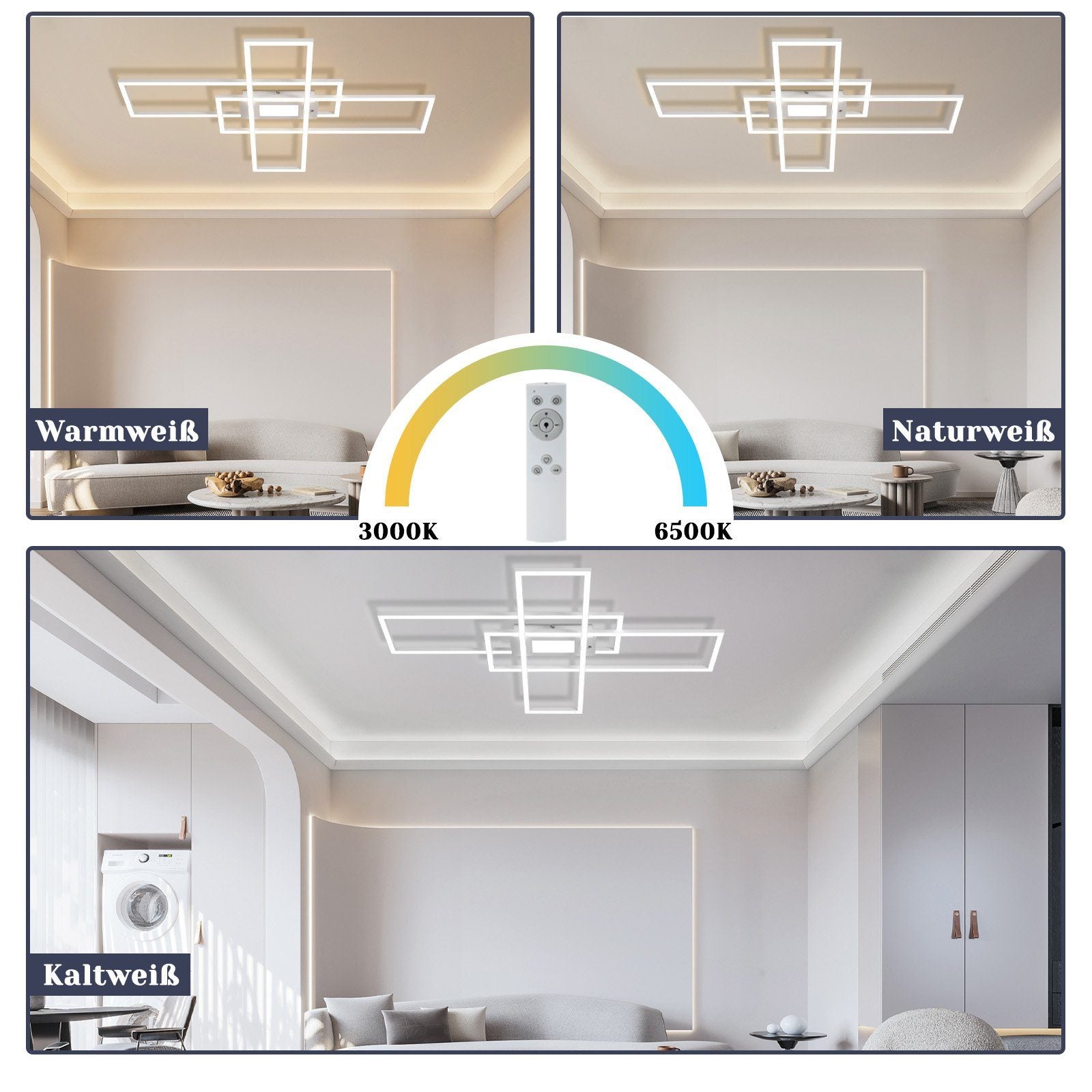 Plafoniera LED Dimmerabile 28W Con Telecomando | 50 Cm Design Moderno 2 Anelli | Temperatura Colore 3000-6500K | Compatibile Alexa, Google Home, HomeKit