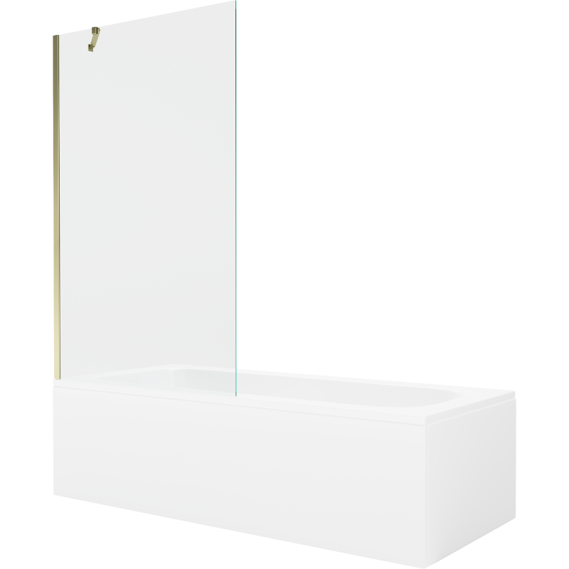 Mexen Vega wanna prostokątna 170 x 70 cm z obudową i parawanem 1-skrzydłowym 100 cm, transparent, złoty - 550117070X9510000050