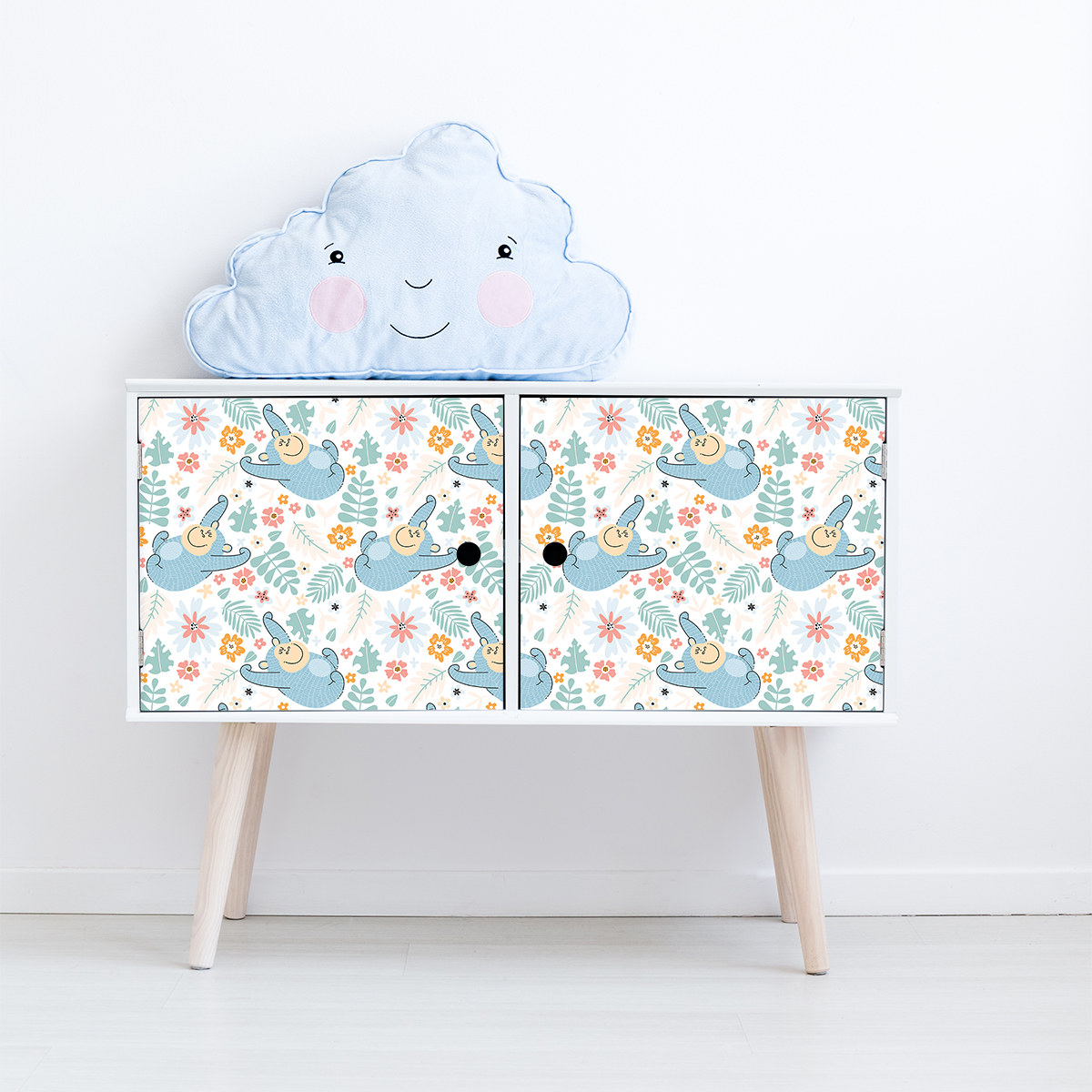 Pegatina muebles para niños gorila balanceándose en la jungla - adhesivo pared - sticker revestimiento - 60x90cm