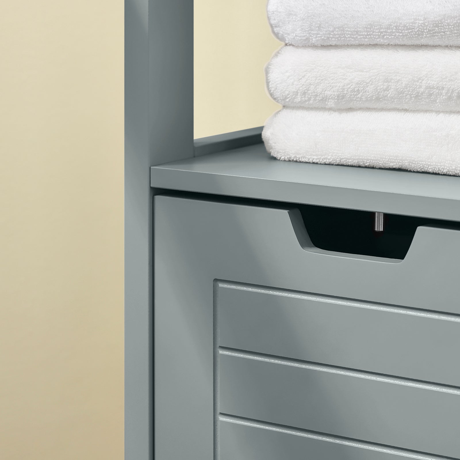 SoBuy Komoda łazienkowa regał słupek niska 2 szuflady półka szary FRG127-SG - 8