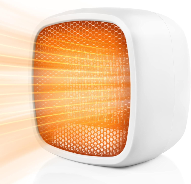 Przenośny grzejnik elektryczny ceramiczny o mocy 800 W, mały, nagrzewający się w 2 sekundy (biały)