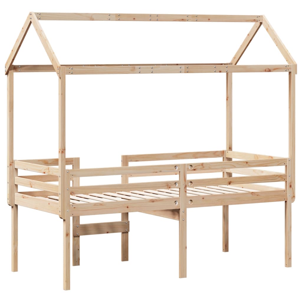 Lit haut avec toit 75x190 cm bois de pin massif - 8