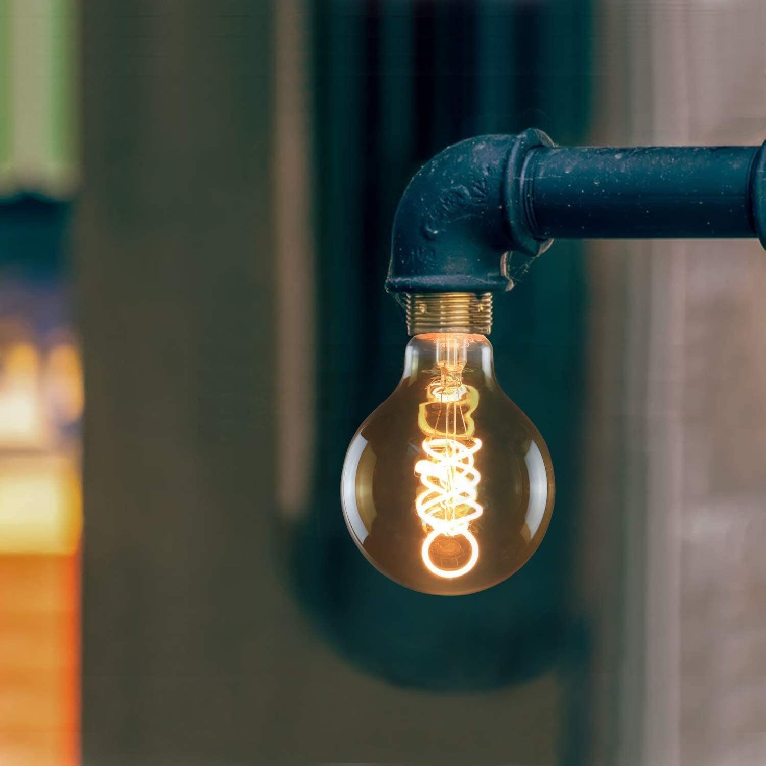 NETTLIFE Lot de 3 ampoules LED E27 vintage ampoule rétro Edison G80 4W lampes globe décoratives à filament blanc chaud 2200K idéales pour la nostalgie - 7