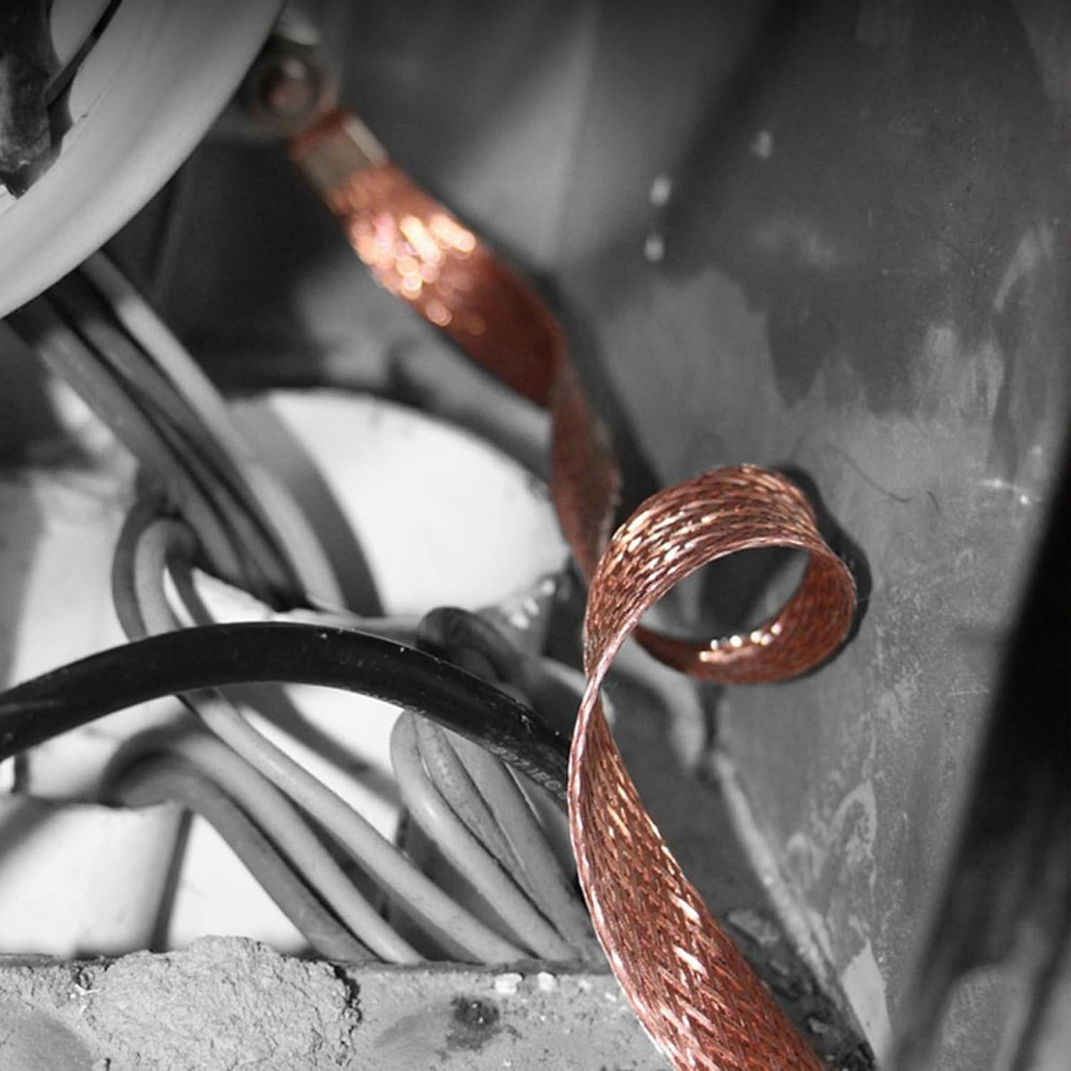 Paquete de 10 tiras de puesta a tierra de cobre para la conexión a tierra de bandejas de cables y cajas de distribución, 200 mm - 3