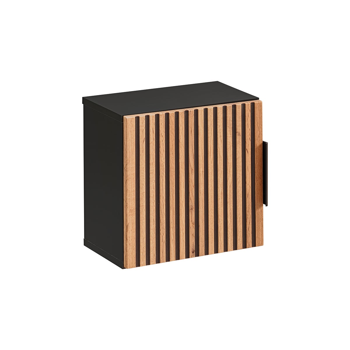 Ensemble meuble double vasque 140cm 2 niches colonne et 3 armoires murales Gaia Bois et Noir - Vasque Noir - 7