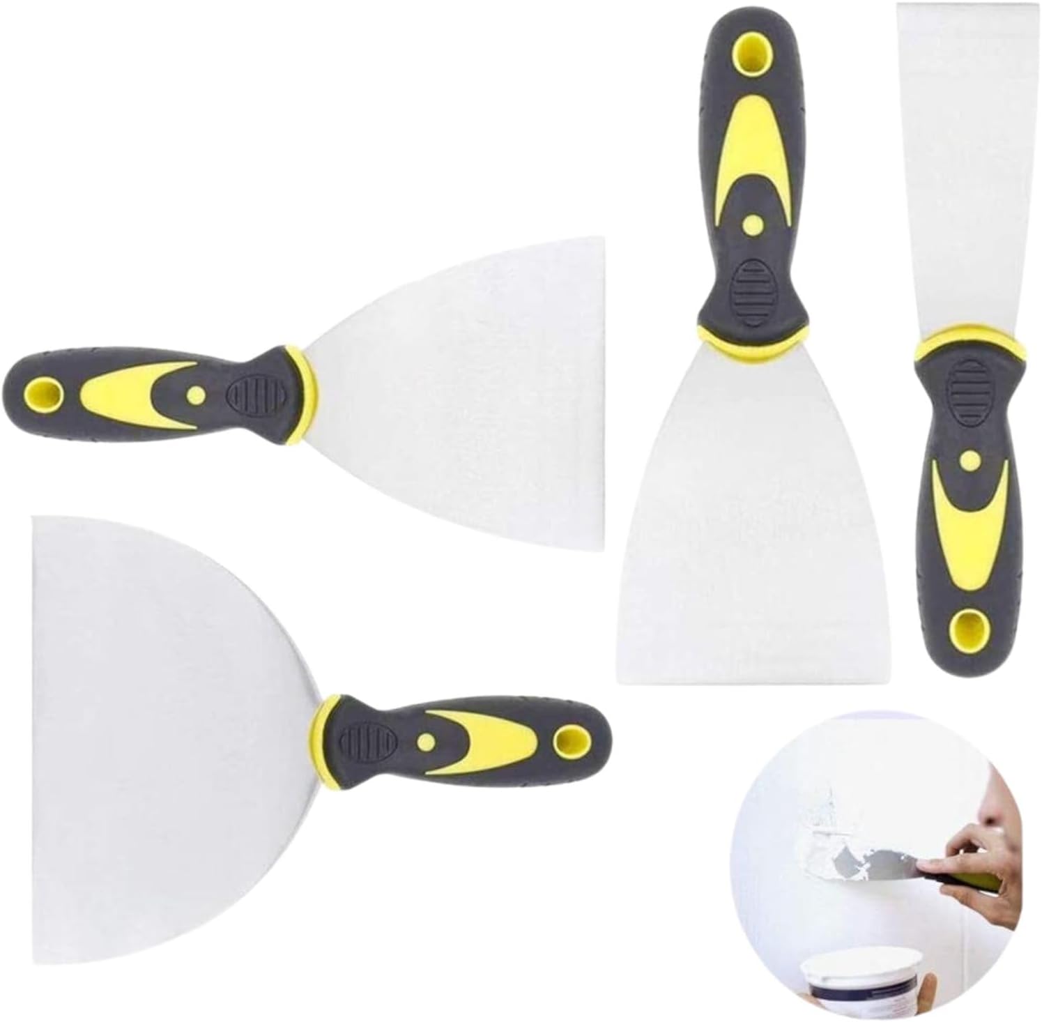 （4 Pièces） Set Spatule 5, 7.6, 10.2, 12.7cm Spatule pour papier peint ...