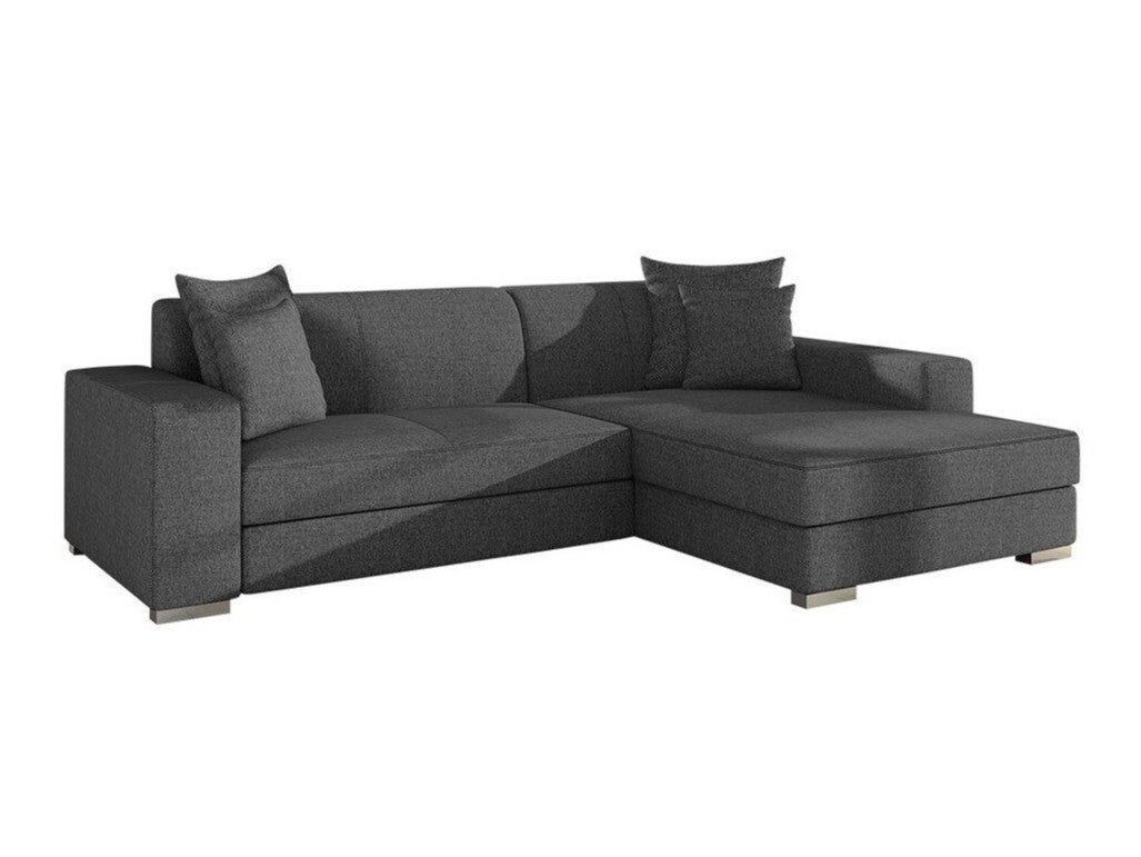 Sofá rinconero kingsport 106, gris, función de descanso, caja de ropa de cama, 262x178x75cm