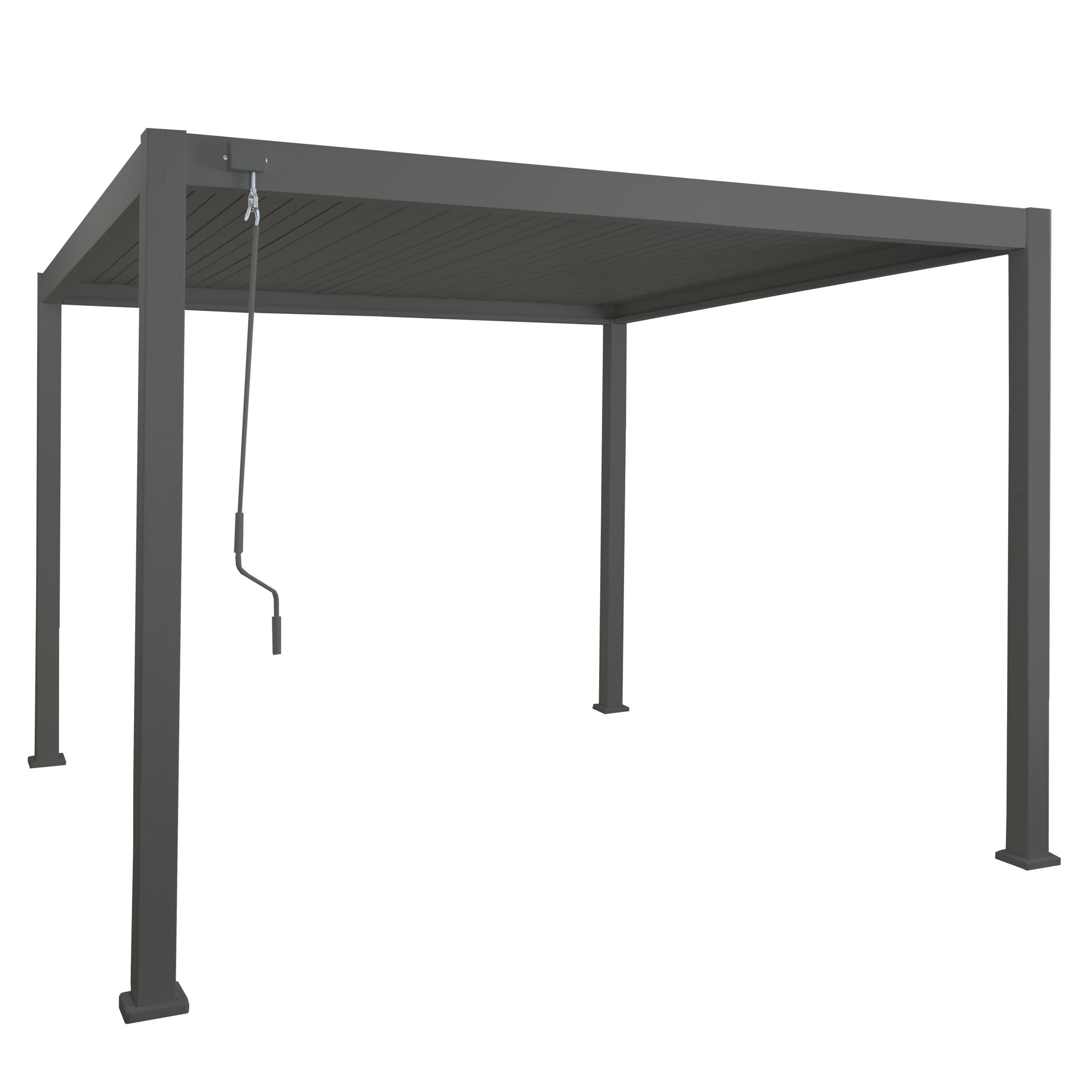 Aluminiowa pergola HWC-N94, zadaszenie tarasowe z listew, solidna 10cm metalowa rama 3x3m ~ antracyt