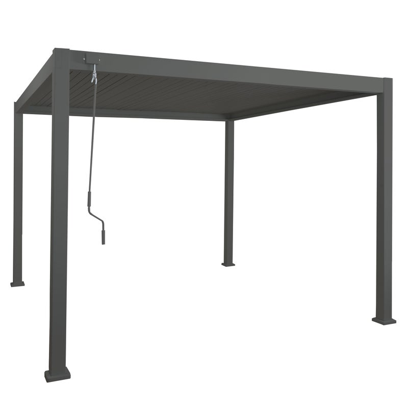 Aluminiowa pergola HWC-N94, zadaszenie tarasowe z listew, solidna 10cm metalowa rama 3x3m ~ antracyt