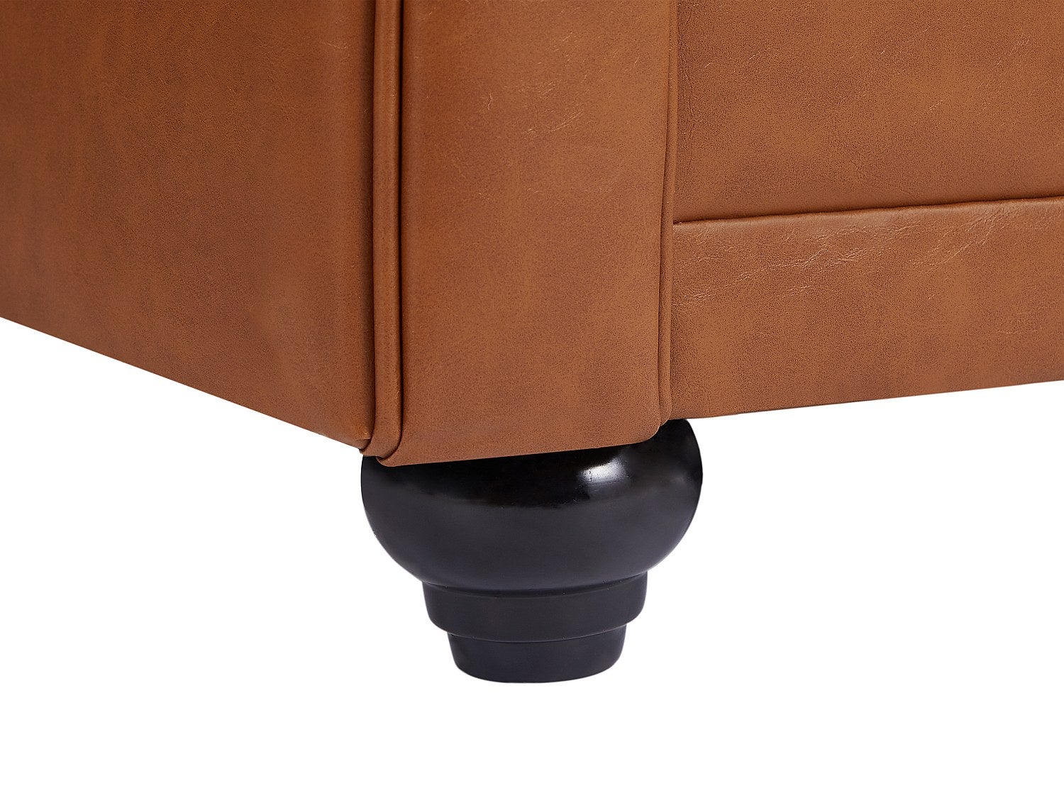 Canapé 3 places et fauteuil en cuir de vachette camel CHESTERFIELD - 6