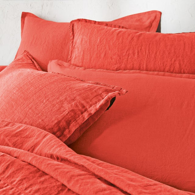 Housse de couette en lin lavé, Linot - Coquelicot - 140 x 200 cm