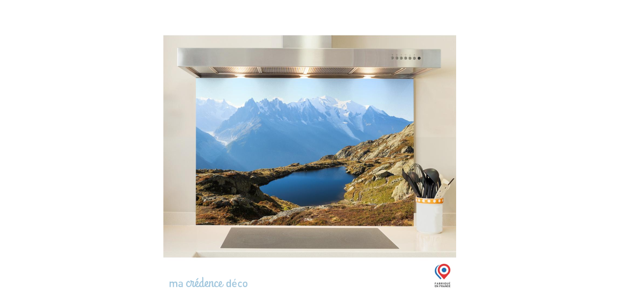 Fond de hotte Lac et Mont Blanc 3 - Verre trempé - L 60 cm x H 45 cm