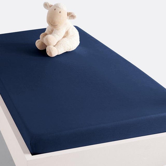 Drap housse en coton, lit enfant, Scenario - Marine - 90 x 190 cm