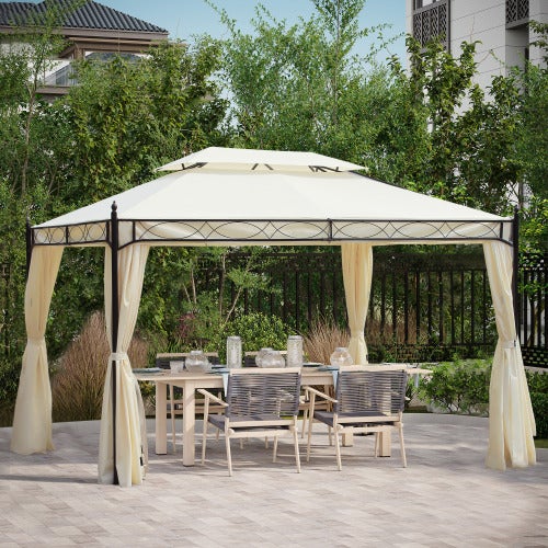 Pabellón de lujo 3x4 m color crema, carpa de jardín, toldo, pagoda para jardín y terraza - COMFORTXL - 3