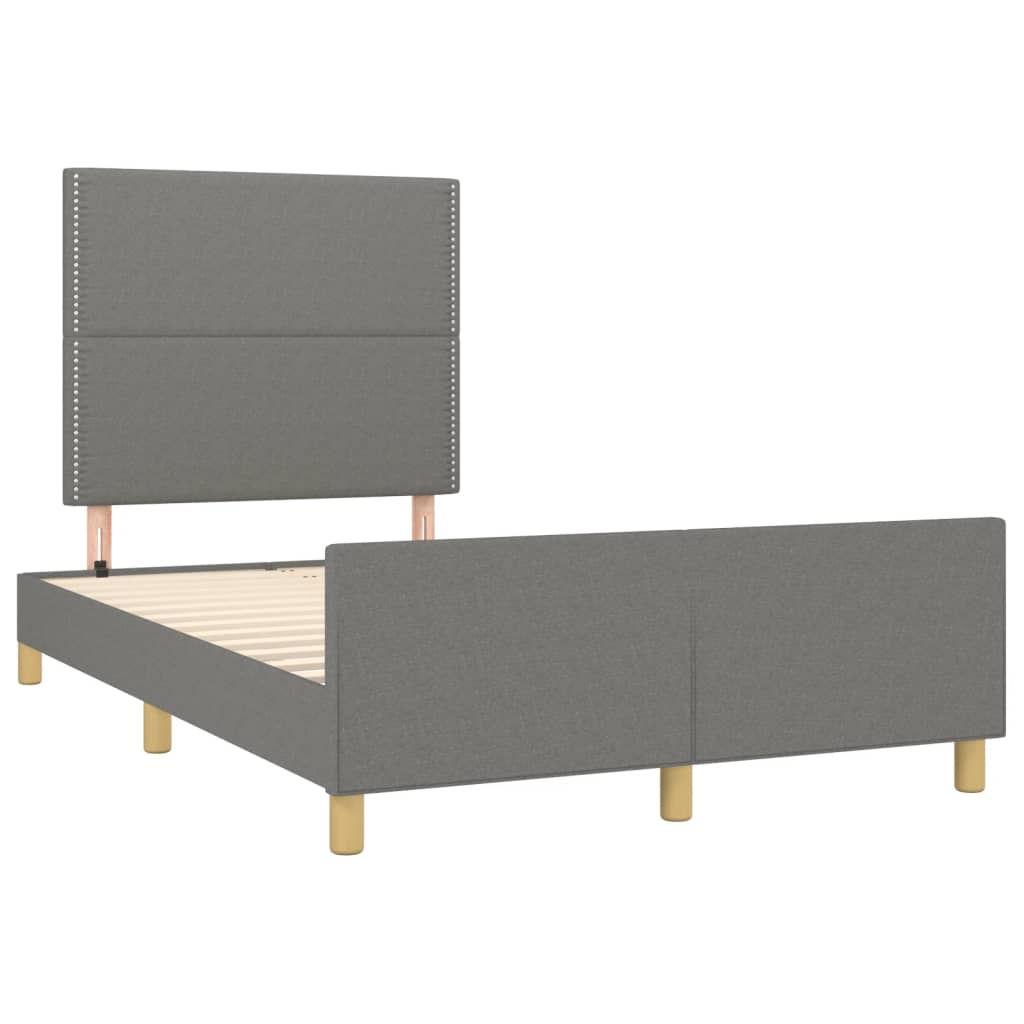 Cadre de lit sans matelas, tissu, gris foncé, pour la chambre, 120 × 200 cm - 4