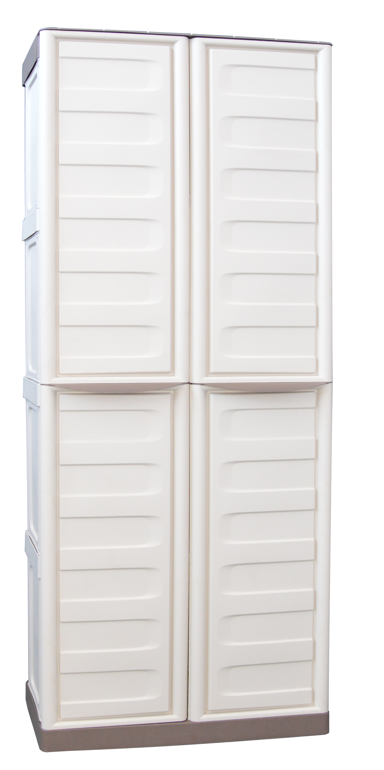 Armoire porte-balais en plastique en polypropylène, couleur ivoire et taupe, L 700 x P 390 x H 1 650 mm - 4