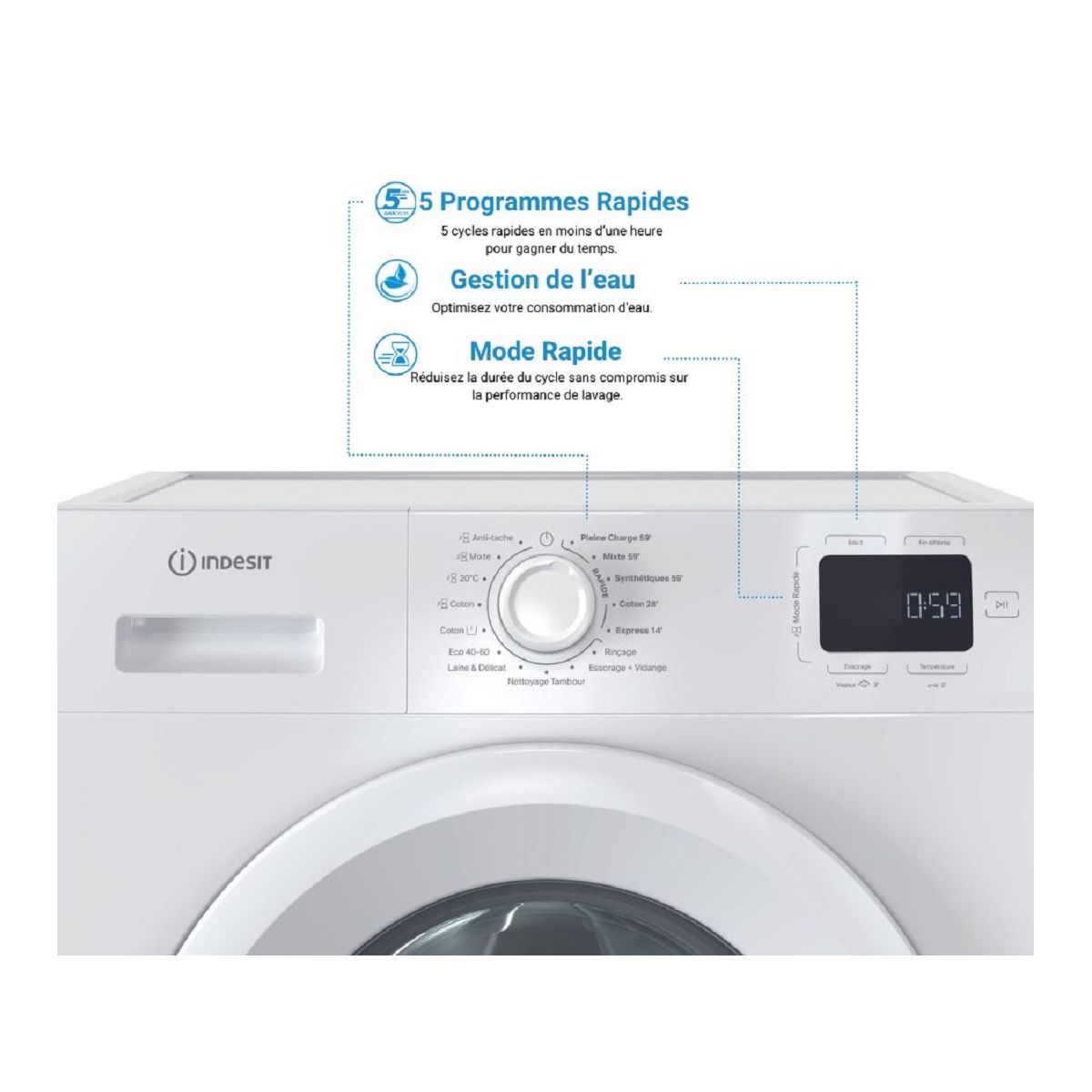 Lave linge hublot INDESIT IM642MYTIMEFR - 3