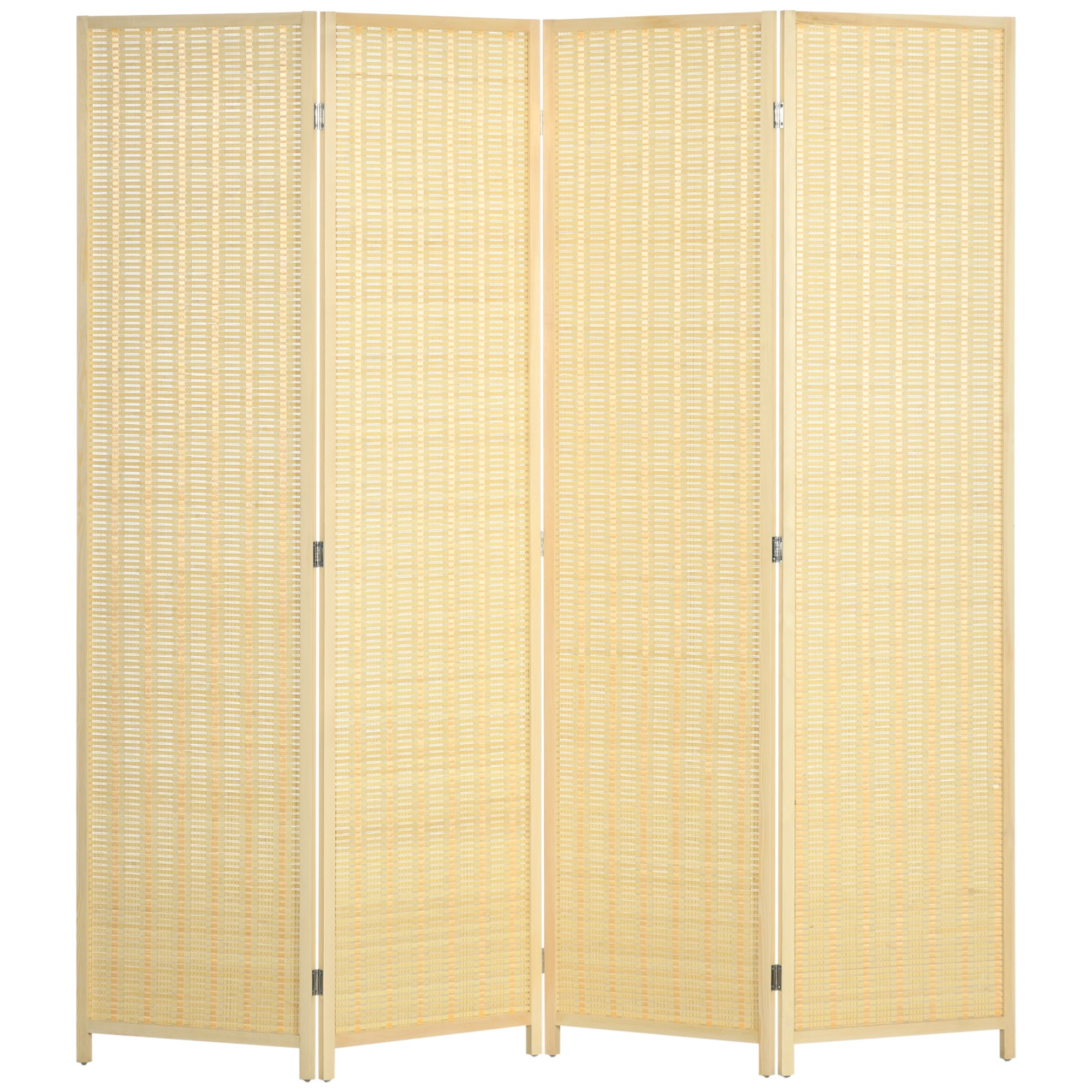 Paravent conçu en bois séparateur de pièce closion de séparation pliable 4 panneaux 180 x 180 centimètres naturel - 3