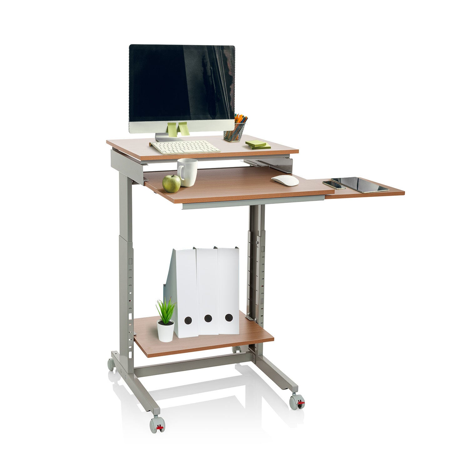 Biurko do pisania na stojąco WORKSTATION Buk / szary hjh OFFICE