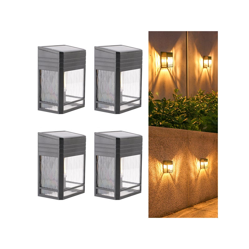 4 sztuki retro LED zewnętrzna lampa solarna, wodoodporny zewnętrzny kinkiet solarny, kinkiet z żarówką wolframową, ciepłe światło