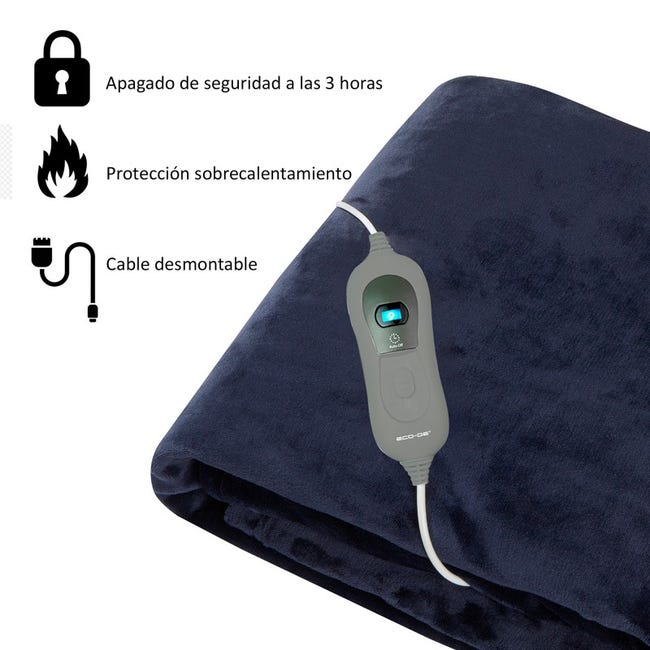Manta Eléctrica 130x168 Cm | 9 Niveles De Calor, Apagado Automático, Tela De Franela, Lavable A Máquina