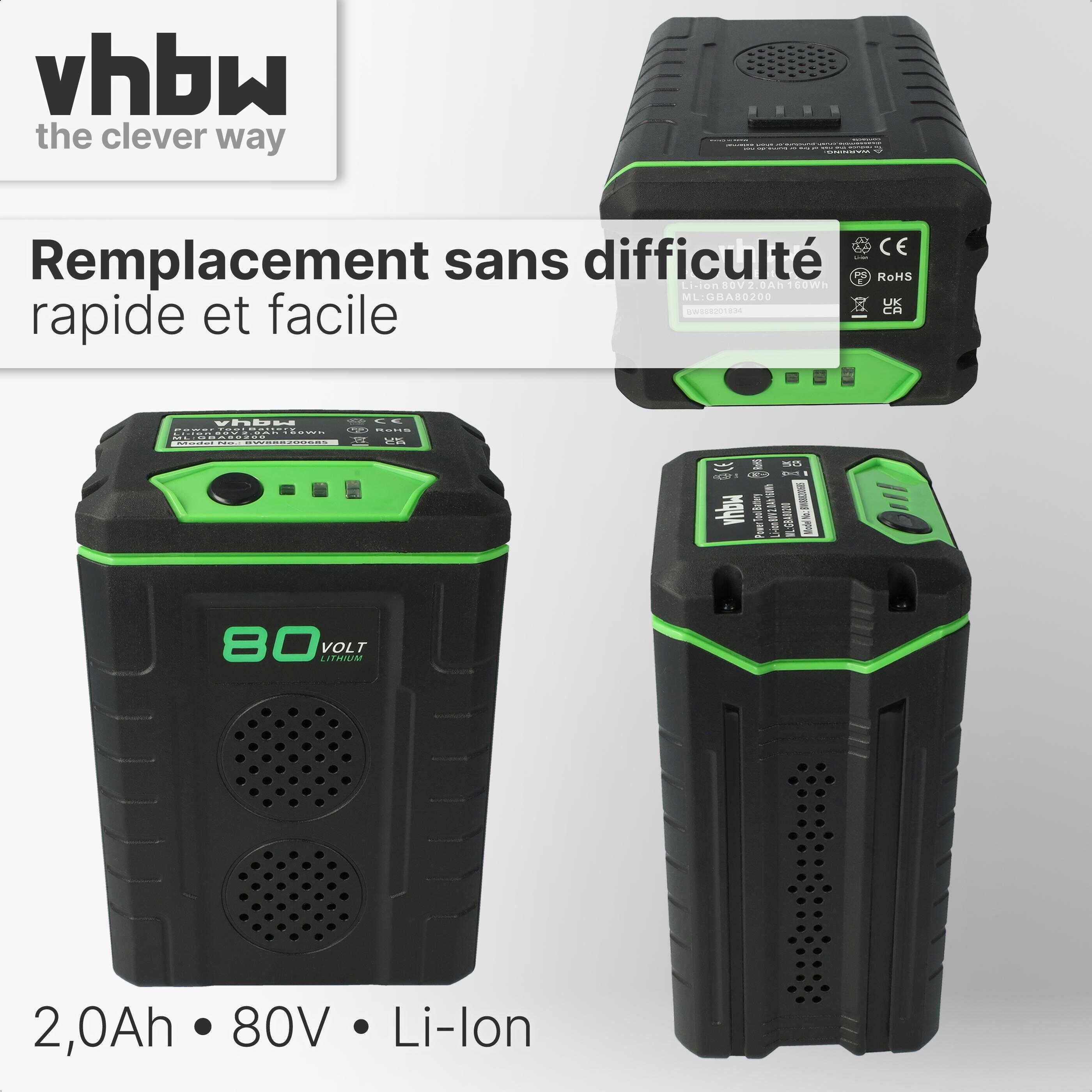 vhbw Batterie remplacement pour Greenworks GBA80500, GBA80400 pour tondeuse outil de jardinage (2000mAh, 80V, Li-ion) - 4