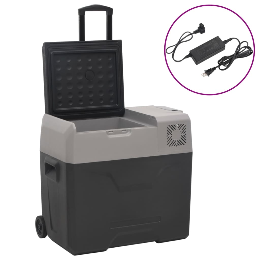 Nevera con rueda y adaptador negro y gris 50l polipropileno