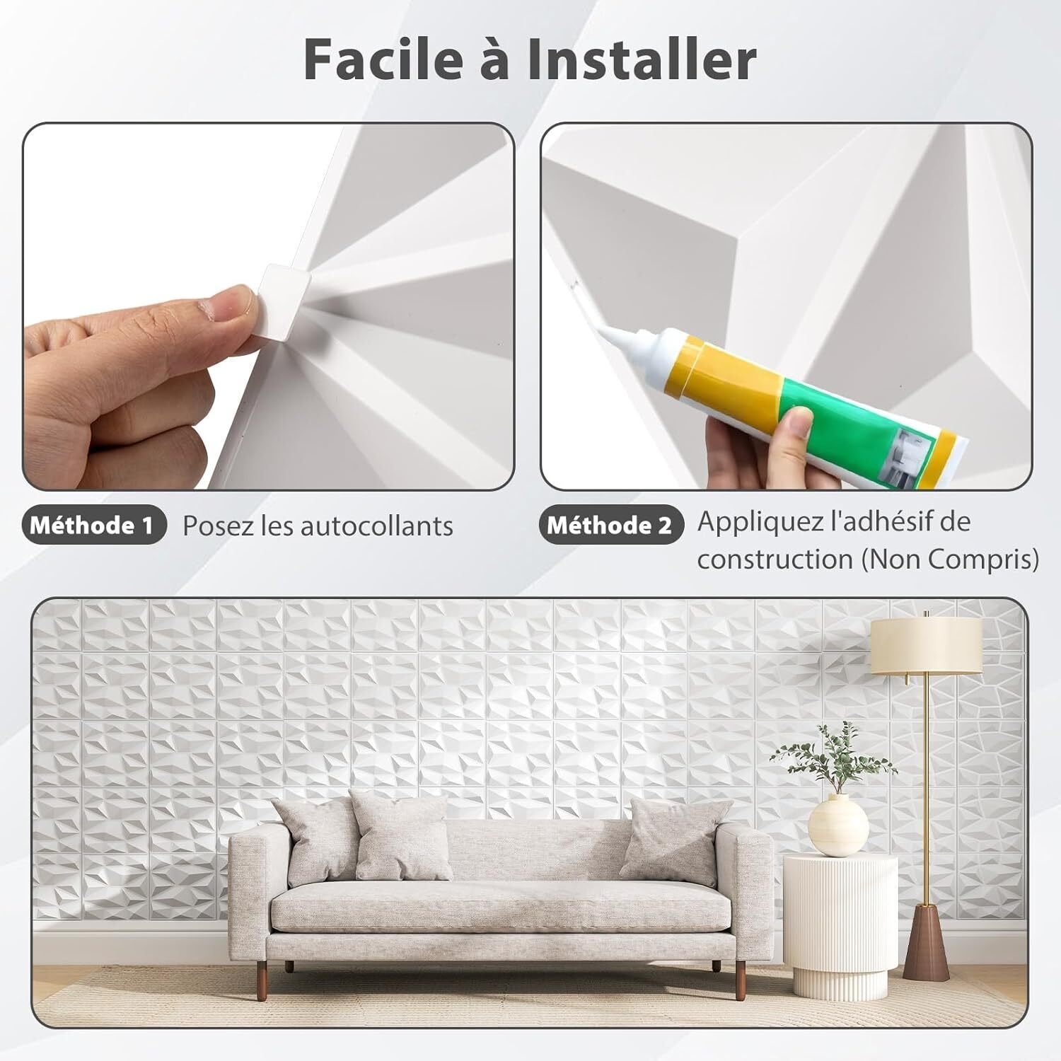 50x/4,5 m² Panele Ścienne 3D, Okładzina Ścienna z Kwadratowych Paneli Wewnętrznych 30x30 cm z PVC, Ognioodporna z Akcentem Diamentowym - 4