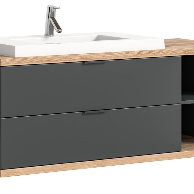 Nuaro szafka pod umywalkę 2 szuflady szare.