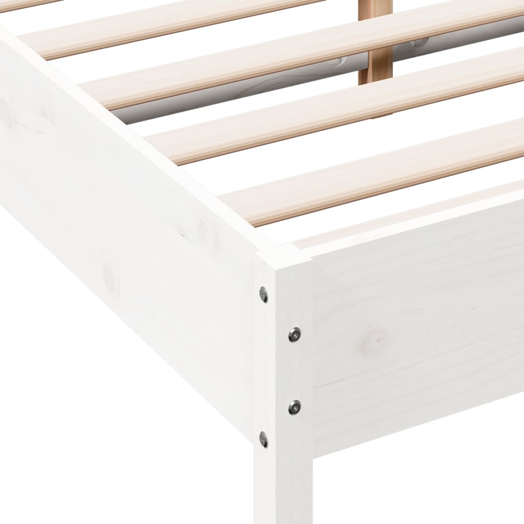 Cadre de lit Blanc 120x190 cm Bois de pin massif - 7