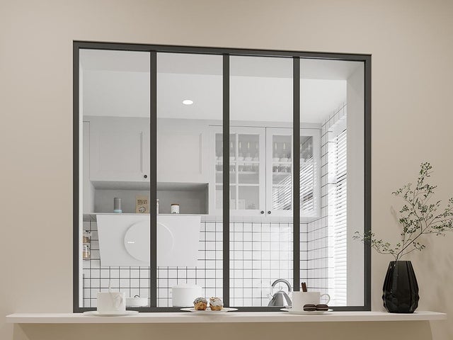 Verrière atelier en aluminium thermolaqué noir 120 x 105 cm (L x H) – BAYVIEW