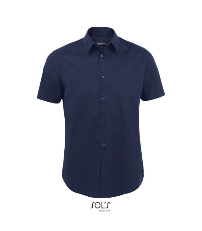SOL'S Camicia Eden Uomo – Maniche Corte, Colletto Con Bottone, Fit Morbido, Tessuto 97% Cotone 3% Elastan, 140 G/m²