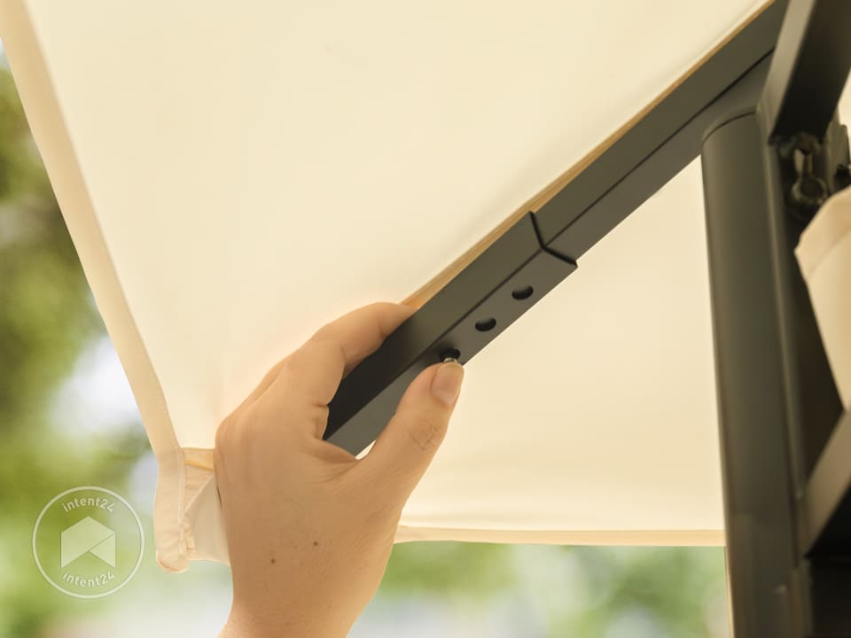 Cenador de jardín 3x3 m con 4 cortinas - lona de techo approx. 180 g/m² champán - 5