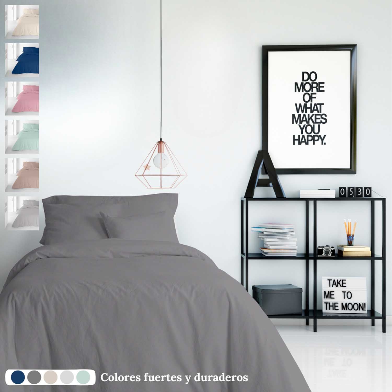 ICEHOME - 2 Piece Smooth Duvet Cover 2 Pieces Bed 90 - Microfibre Polyester - Includes 1 Pillowcase - Made in Spain - GREY 7 - 4