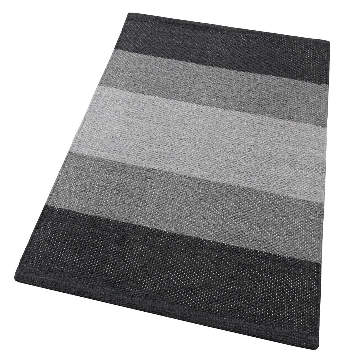 Alfombra de baño cocina 55x240 cm algodón puro suave absorbente lavable tejidas a mano rayas grandes gris