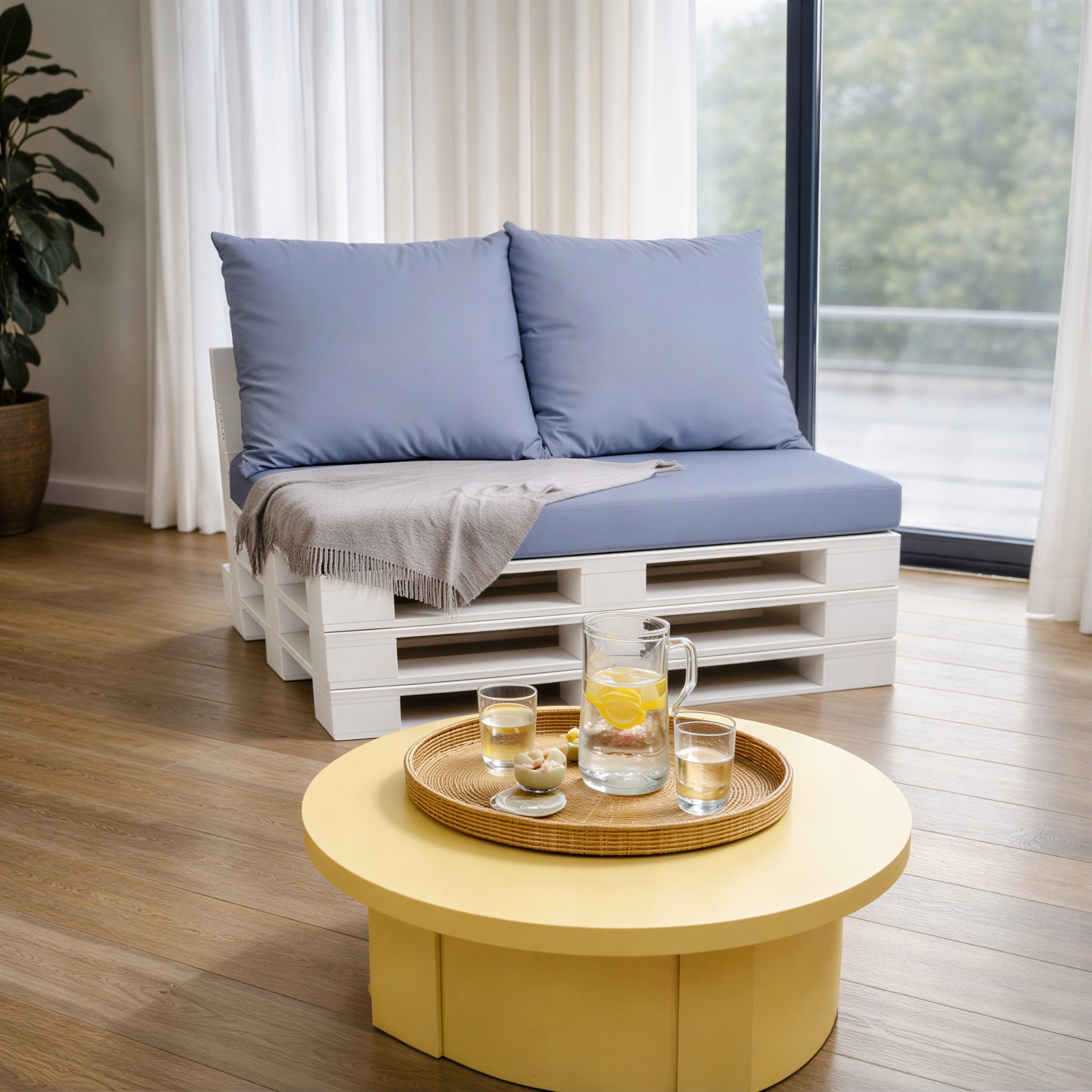 Conjunto de almofadas para móveis de paletes 120x50 cm assento + 2x60x50 cm Midnight Blue – Almofadas de jardim com capas removíveis - 4