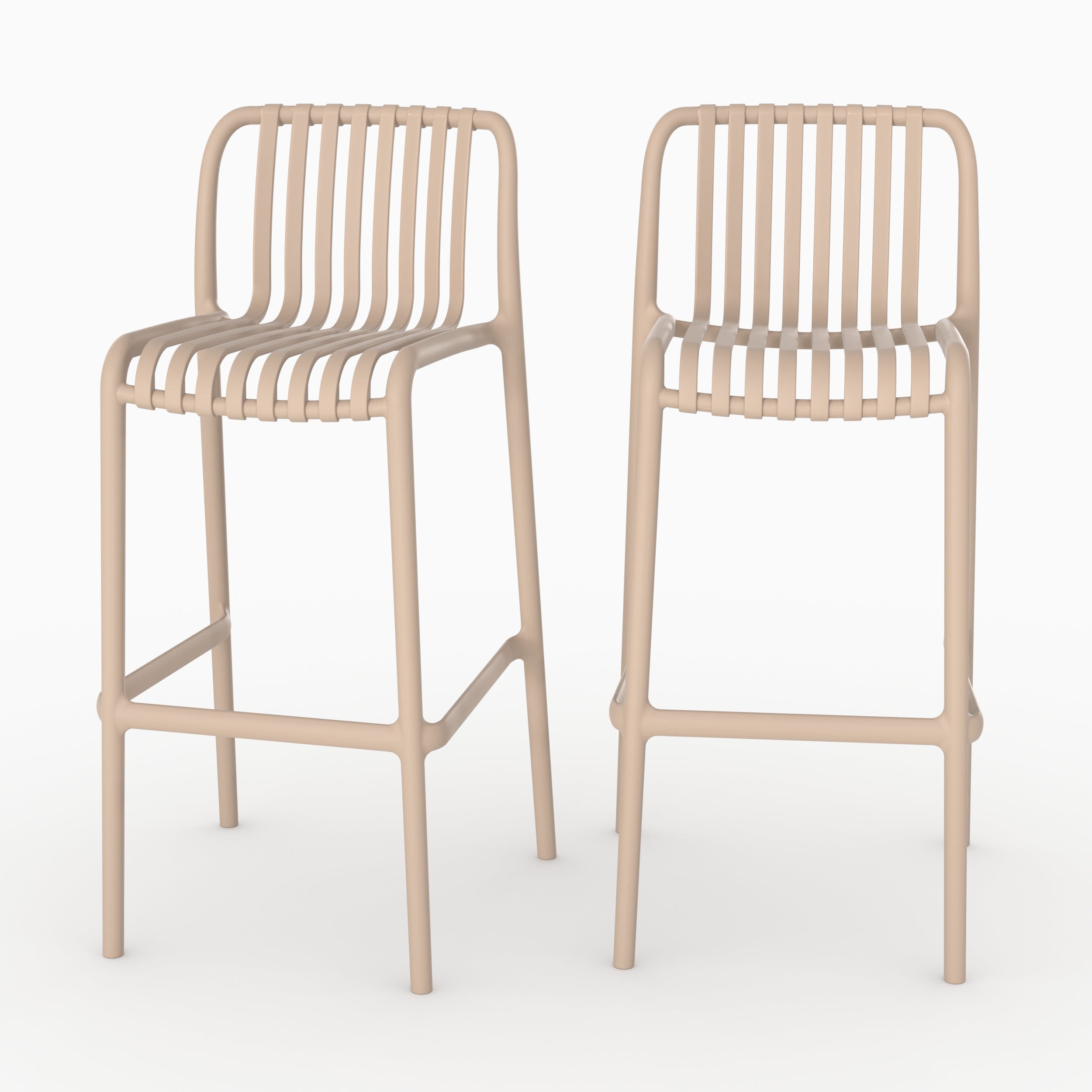 Conjunto de 2 sillas de bar de jardín de 76 cm en plástico beige - duli