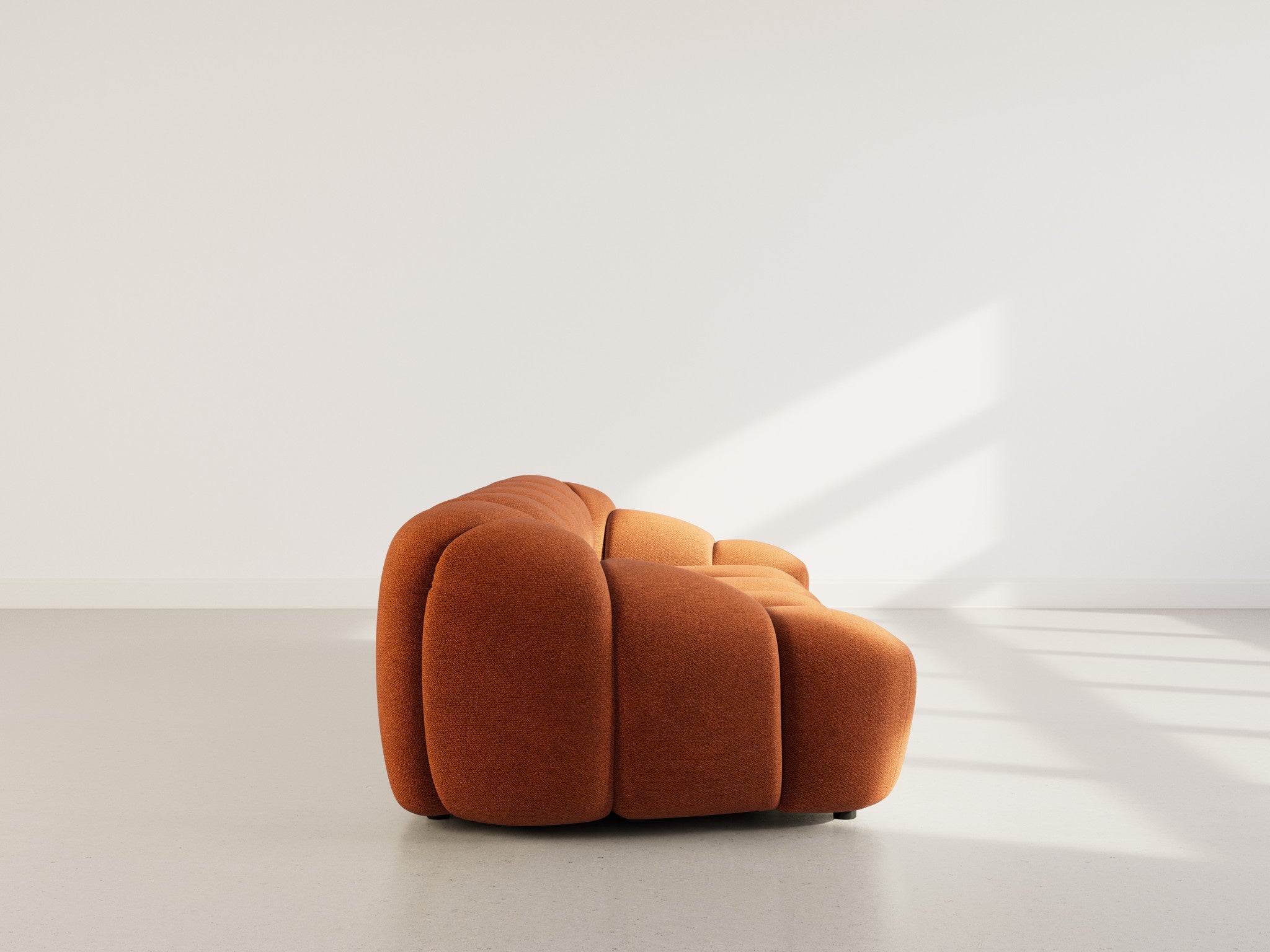 Canapé droit 3 places en velours texturé terracotta - AVA - Best Mobilier - 6