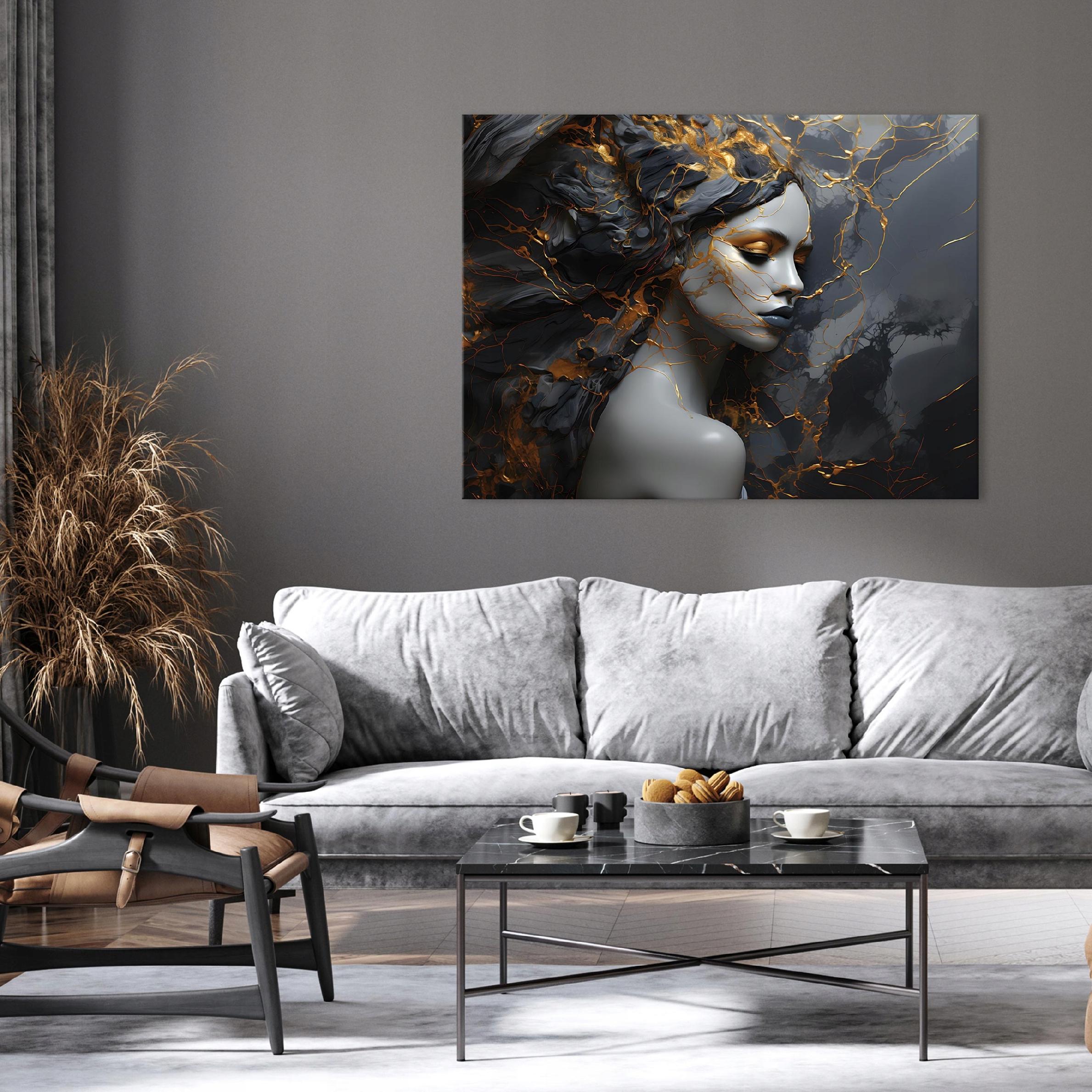 Impression sur Toile Abstrait Femme Marbre Moderne 60x40 cm XXL Tableau Décoration Murale Intissé - 2
