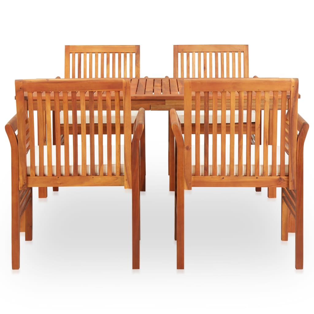 Maison Exclusive - Set da Pranzo da Giardino 5 pz con Cuscini Massello di Acacia - 3