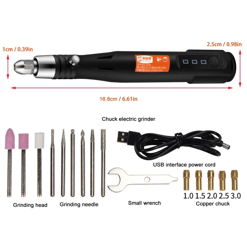 Mini stylo à découper électrique 30W 5V, vitesse Variable, USB, broyeur électrique, outil de polissage des ongles, stylo graveur, 178 pièces/ensemble - 2