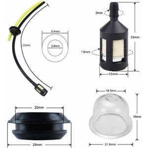 Kit Tubo Carburante Per Decespugliatore - 4 Pezzi Con Filtro E Occhiello - Compatibile Ryobi, McCulloch, Husqvarna