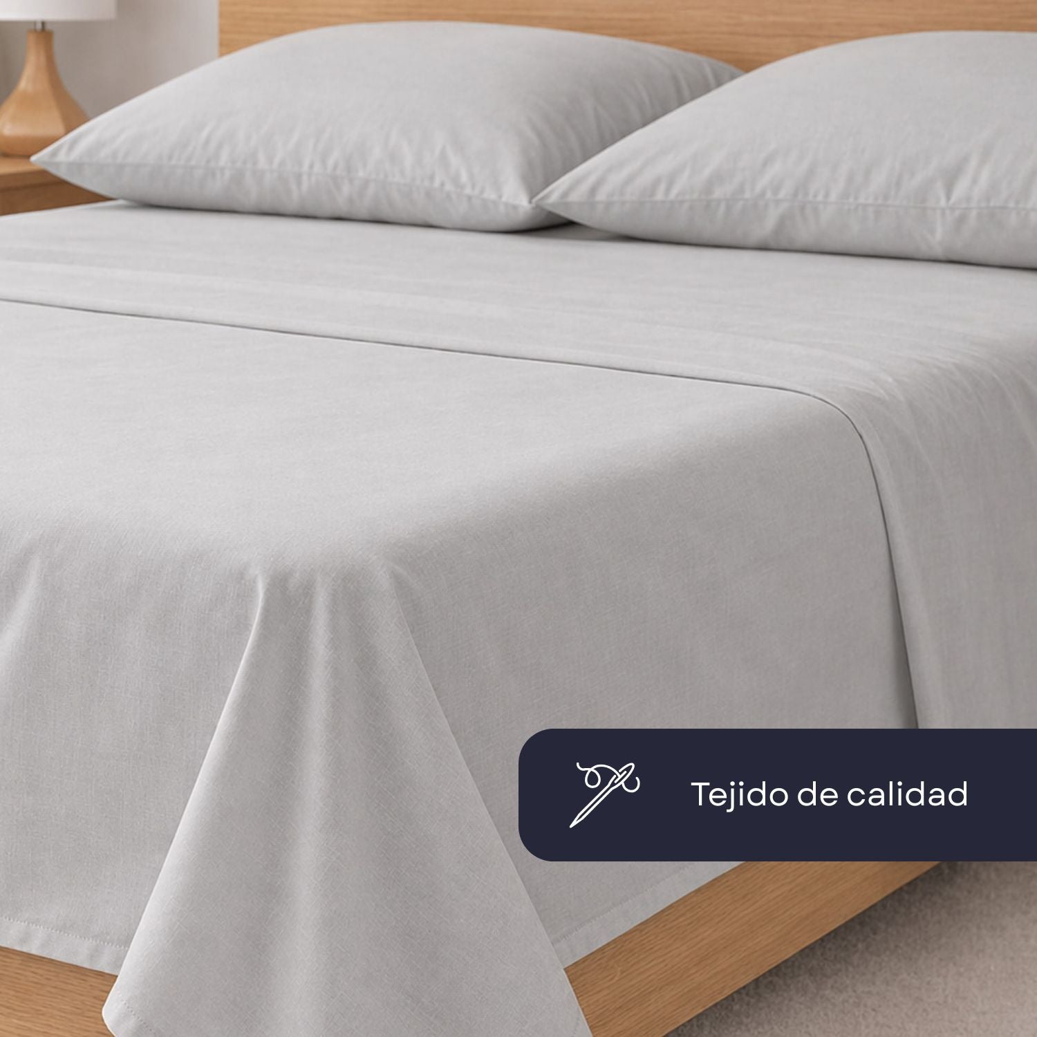 Juego de sábanas liso 100% Algodón Gris cama de 135cm Donegal Collections - 7