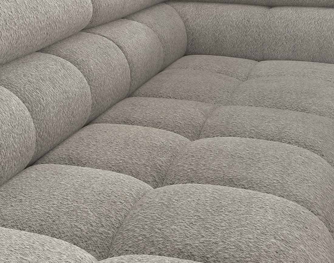 Canapé d'angle droit convertible 5 places en tissu bouclette taupe - ELISA - Best Mobilier - 6