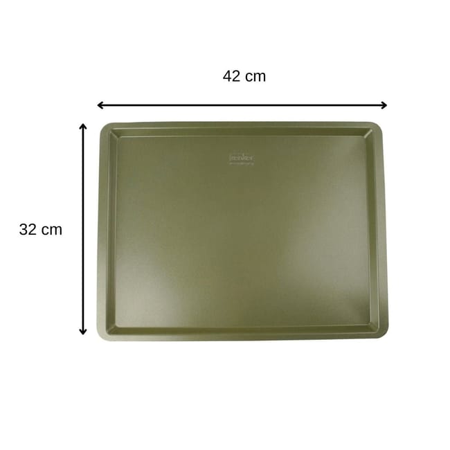 Teglia Per Pizza E Biscotti In Acciaio - Antiaderente Alla Cera Di Carnauba - 42x32 Cm, Verde Oliva - Foto 8