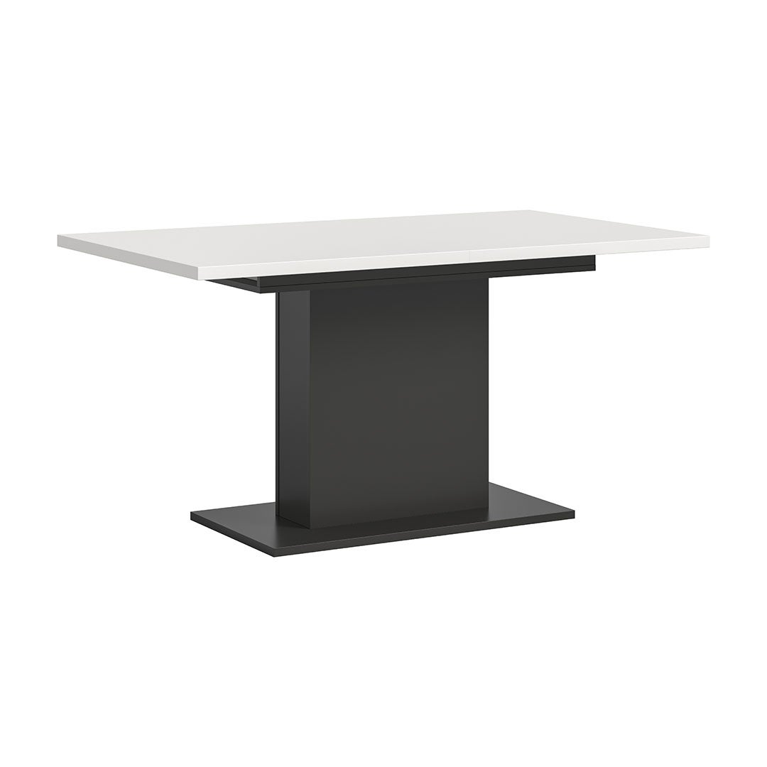 Motion stół do jadalni podstawa kolumnowa 90x150/190 cm z 1 wkładką biały, szary.