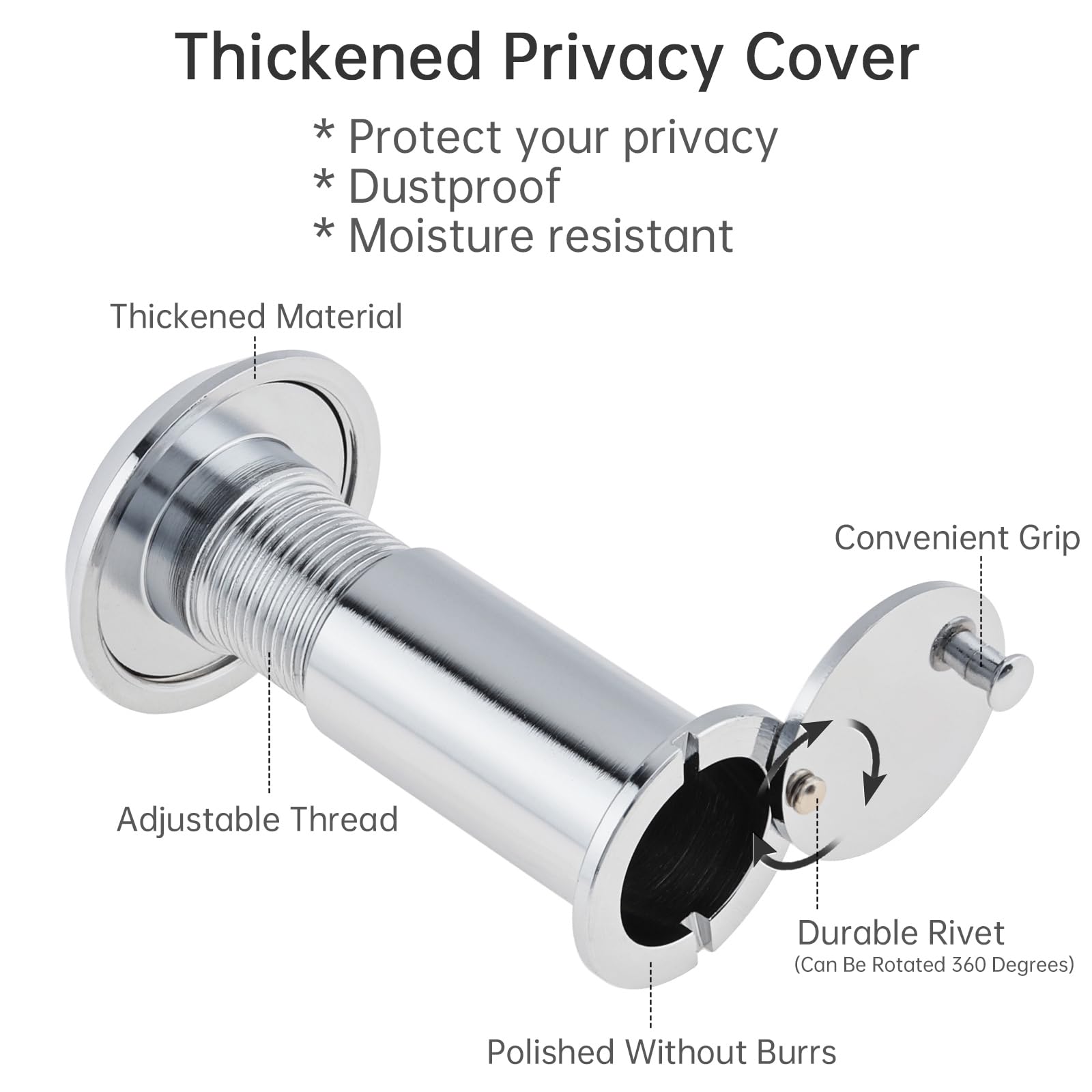 Judas de Porte 200 degrés Judas avec mèche de 16 mm pour portes de 38 à 60 mm d'épaisseur pour bureaux, maisons, hôtels - 5