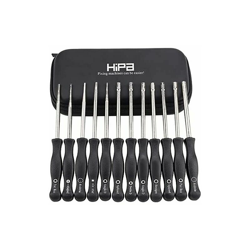 Carburateur--Set de 12 Outils de Réglage de Carburateur/Tournevis de Réglage pour Moteur à 2 Temps Embout Splined/Pac Man/D/Double D - 5